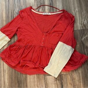 Free People women’s vneck top in orangey red